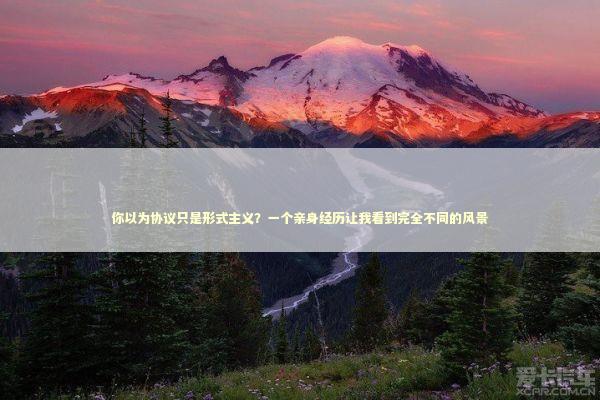 你以为协议只是形式主义？一个亲身经历让我看到完全不同的风景